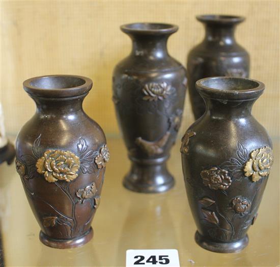 Two pairs of Chinese bronze gilt mounted baluster vases